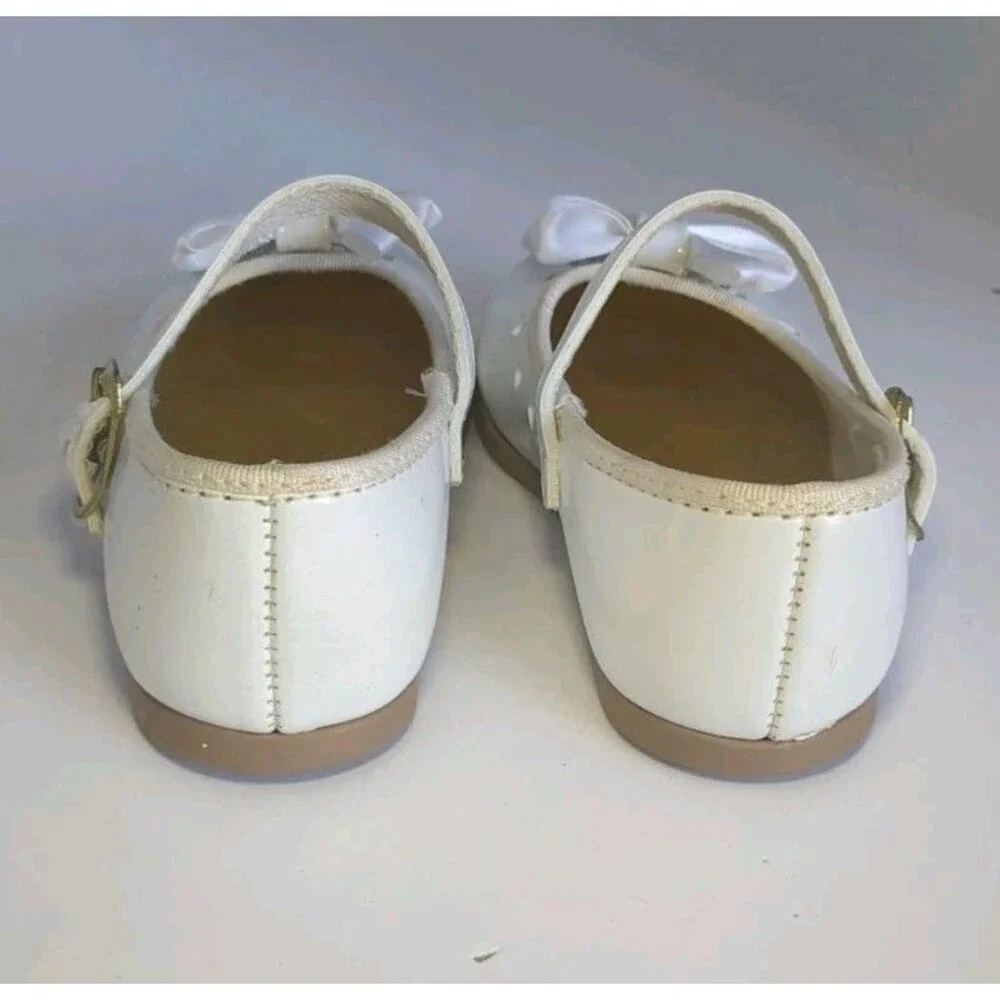 Small Steps Baby Girls  Sz 3 Ivory Patent Leather Mary Jane Bow Shoes Heart USA
